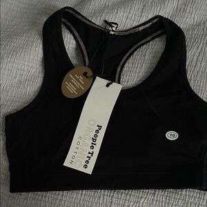 People Tree Black Racerback Organic Cotton Sports Bra